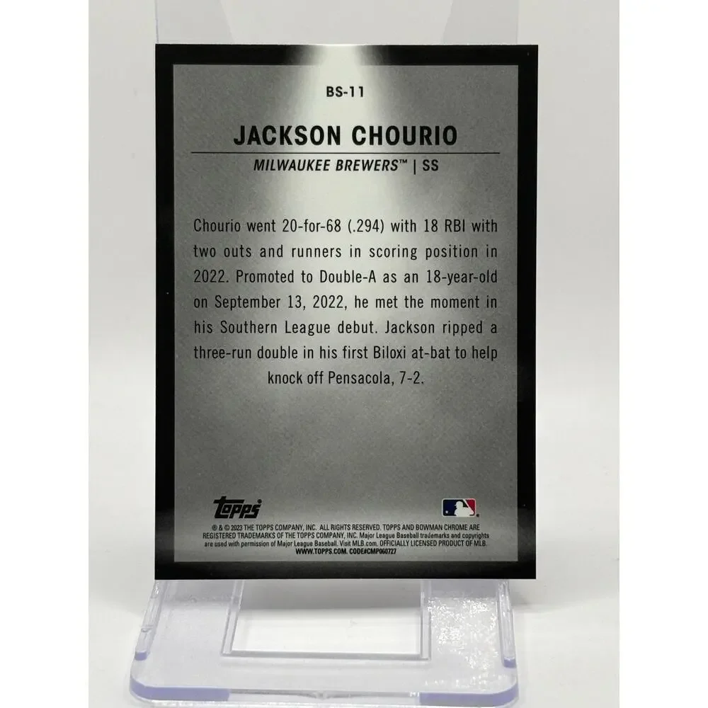 2023 Bowman Chrome Jackson Chourio Spotlight Refractor Milwaukee Brewers